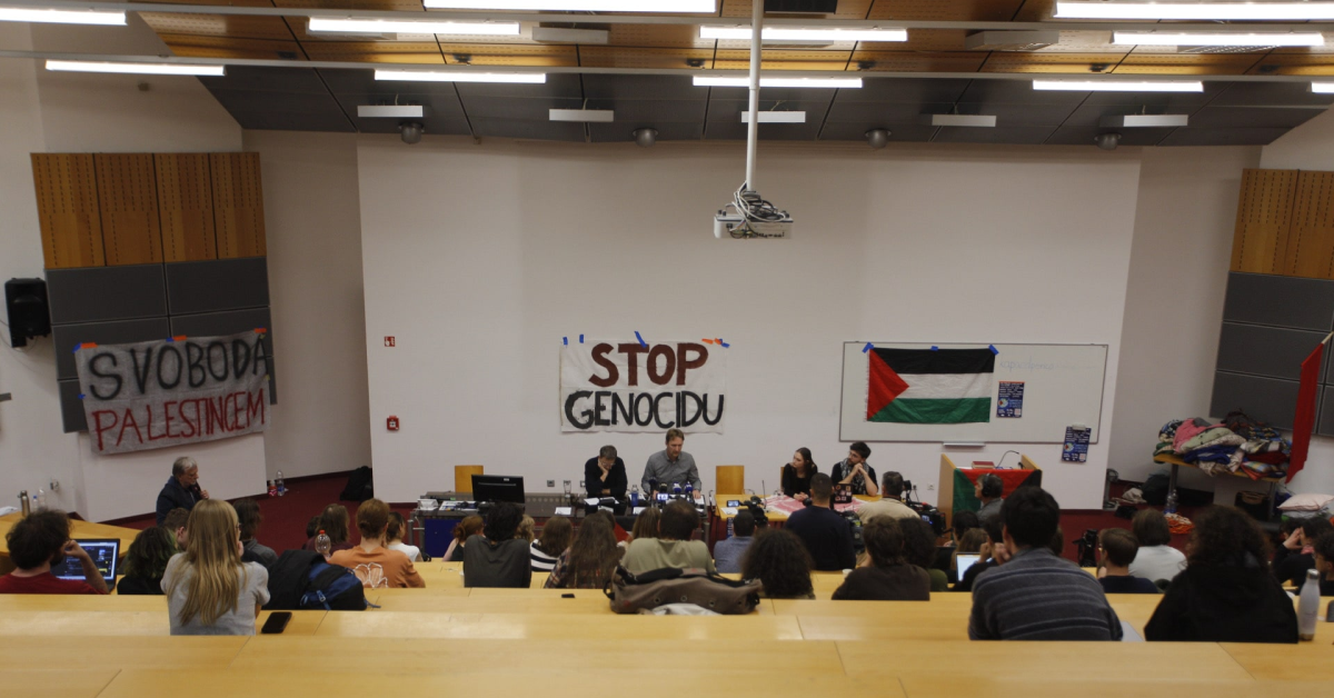 Zasedba FDV v solidarnosti s Palestino. 9. maj 2024