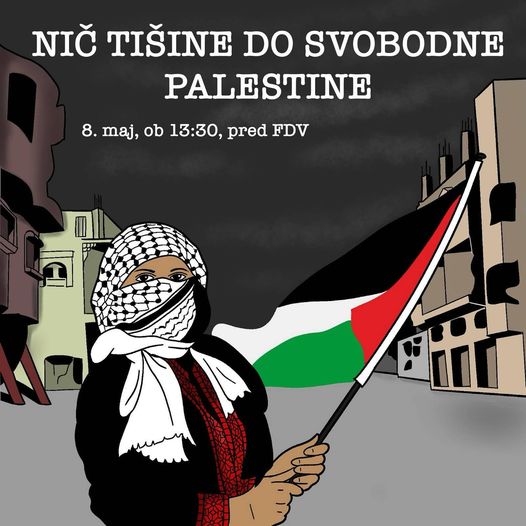 Nič tišine do svobodne Palestine. Študentska akcija na FDV.