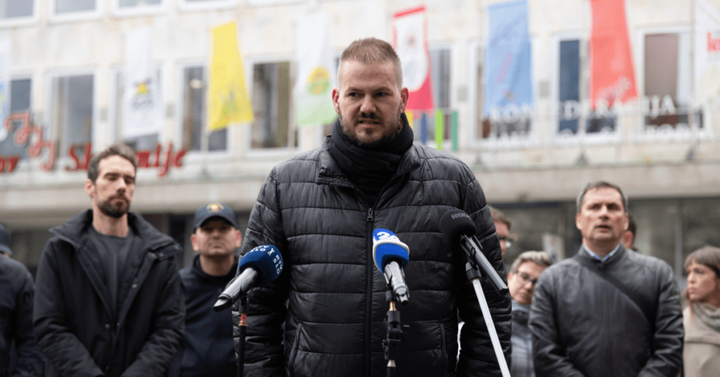 Delavska koalicija v podporo sindikalistu Davidu Švarcu 11.12.2025 Ljubljana, Slovenija