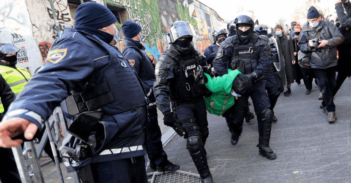 Protest proti socialnemu čiščenju mesta in represiji 19. januar 2026 Ljubljana, Slovenija