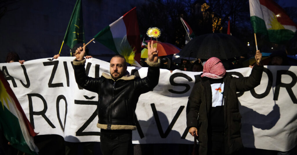 Solidarnostni protest za Rožavo Ljubljana, Slovenia 3.2.2026 Ljubljana for Rojava solidarity protest