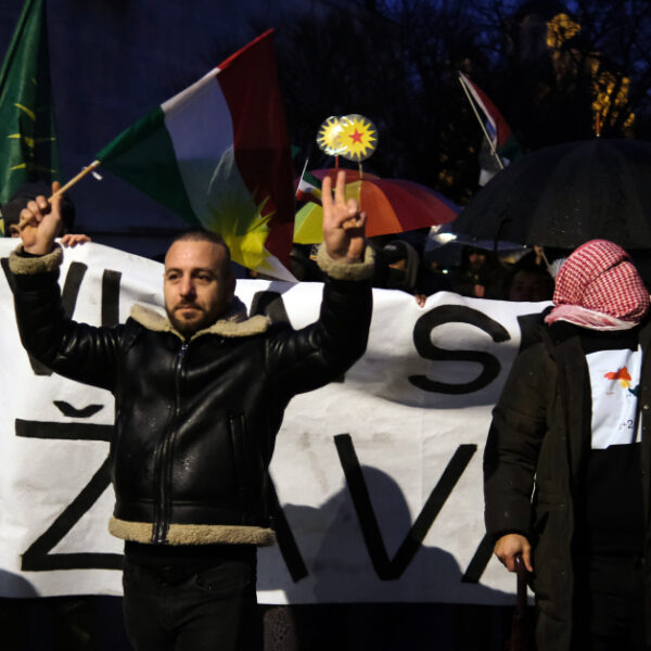 Solidarnostni protest za Rožavo Ljubljana, Slovenia 3.2.2026 Ljubljana for Rojava solidarity protest