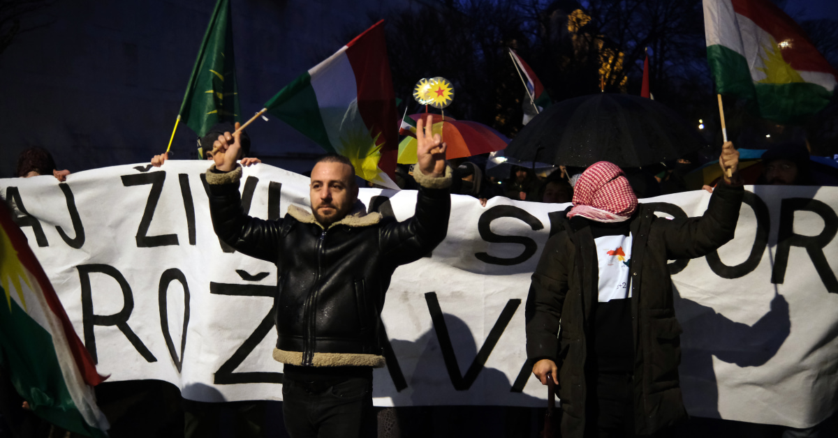 Solidarnostni protest za Rožavo Ljubljana, Slovenia 3.2.2026 Ljubljana for Rojava solidarity protest