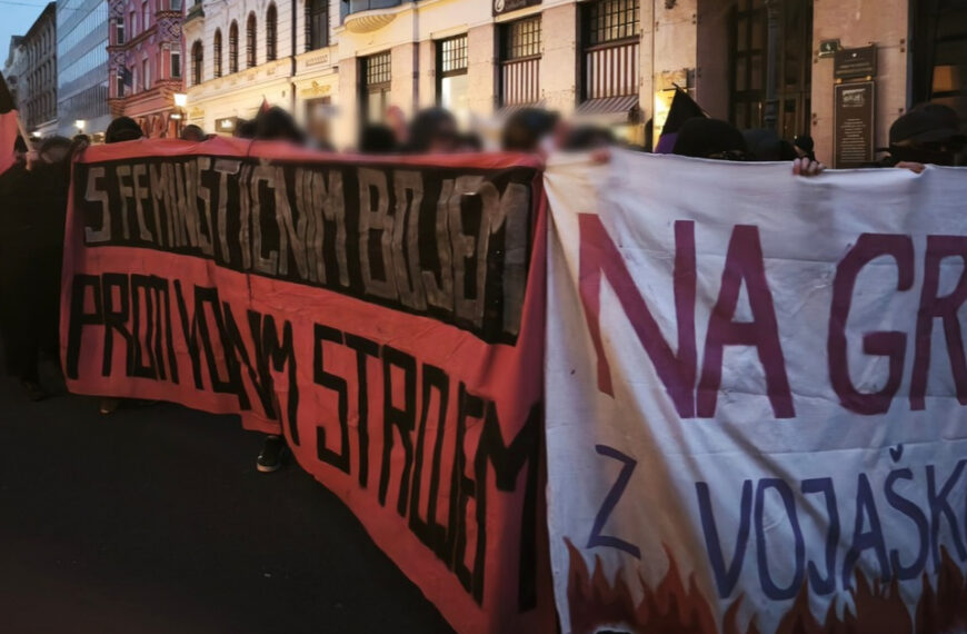 Protest 8. marec 2026 Na grmado z vojaško nadvlado! 8.3.2026 Ljubljana, Slovenia